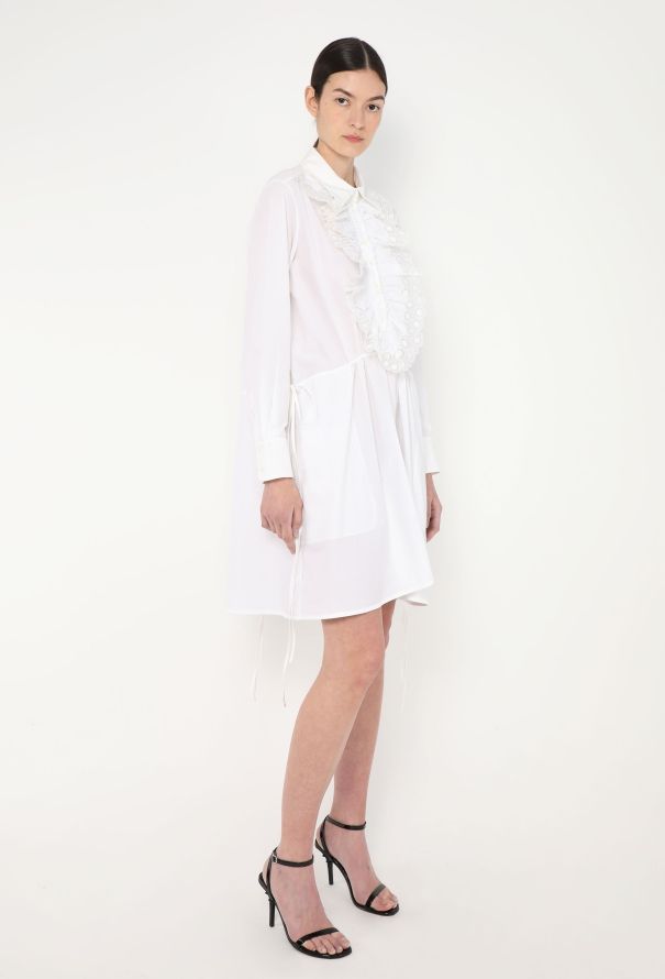 Chloé Ruffled Poplin Lace Shirt Dress - 2