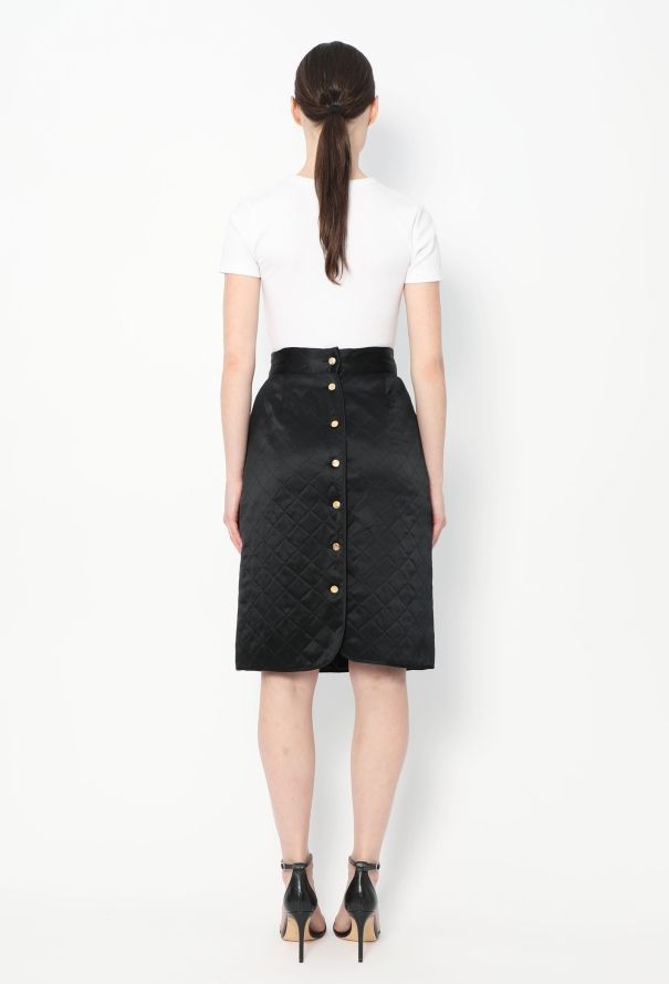 Chanel Vintage Quilted Silk Skirt - 2