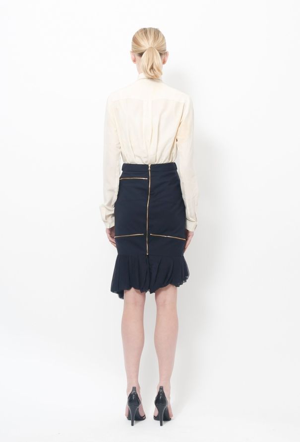 Balenciaga S/S 2005 Navy Zip Skirt - 8