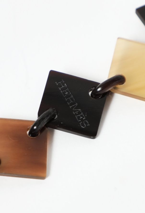 Hermès 'Lena' Lacquered Horn Necklace - silver medallion - 4