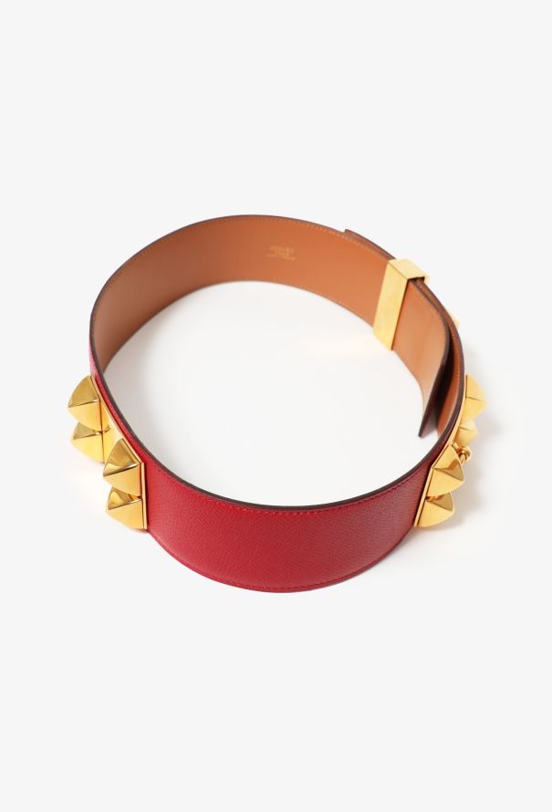 Hermès 1995 Rouge Courchevel 'Collier de Chien' Belt - 4
