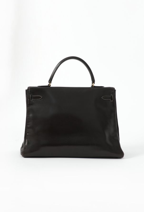 Hermès '70s Brown Box Kelly Retourné 35 - 4