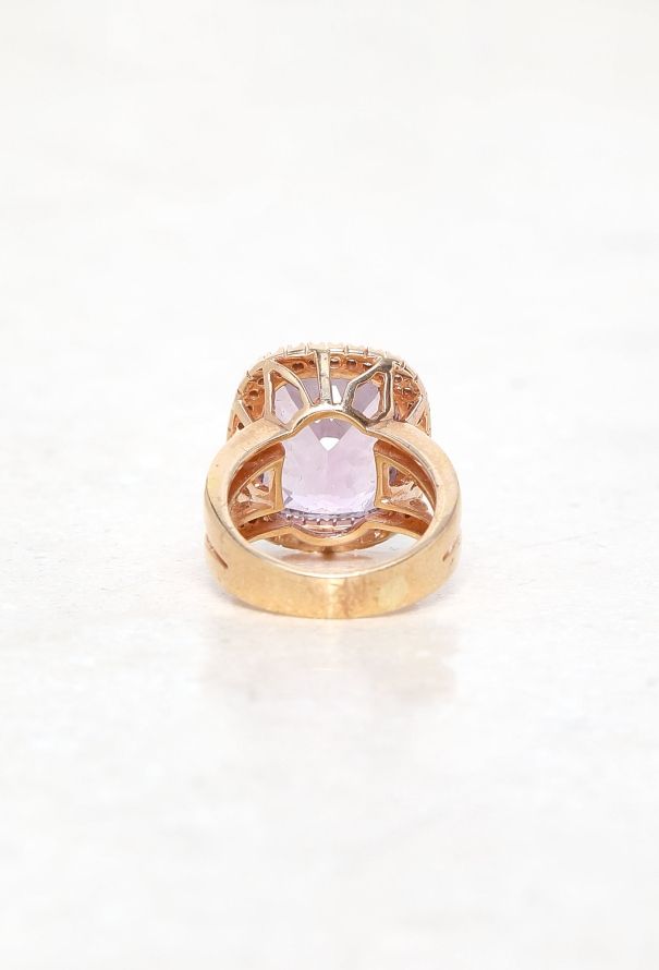 Vintage Fine Jewelry 18k Rose Gold, Diamond & Amethyst Ring - 7