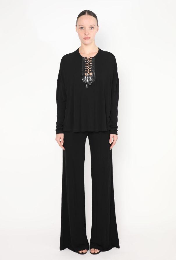 Jean Paul Gaultier '90s Patent Trim Lace-Up Ensemble - 2