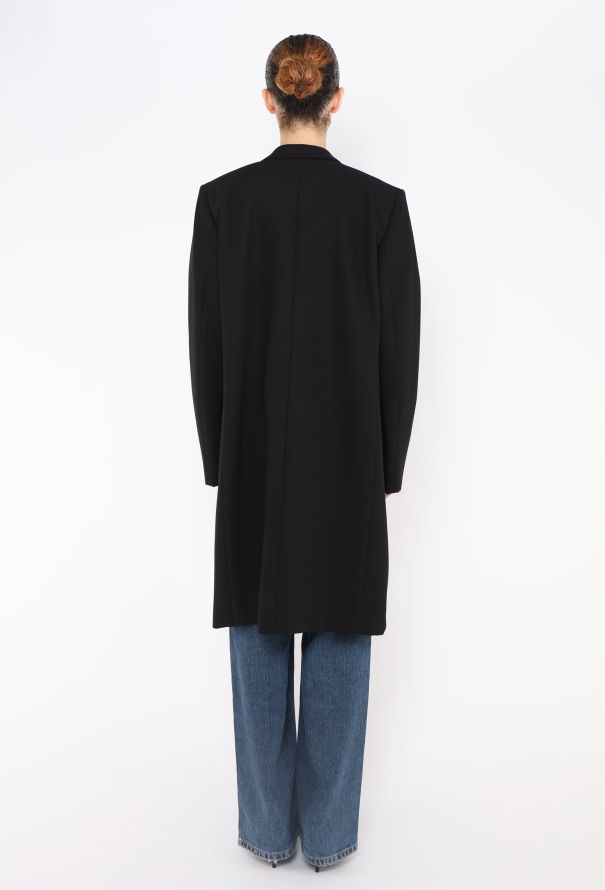 Céline Black Grain de Poudre Crombie Coat - 4