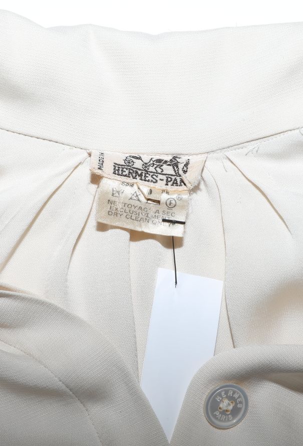 Hermès '90s Fluted Silk Blouse - 5