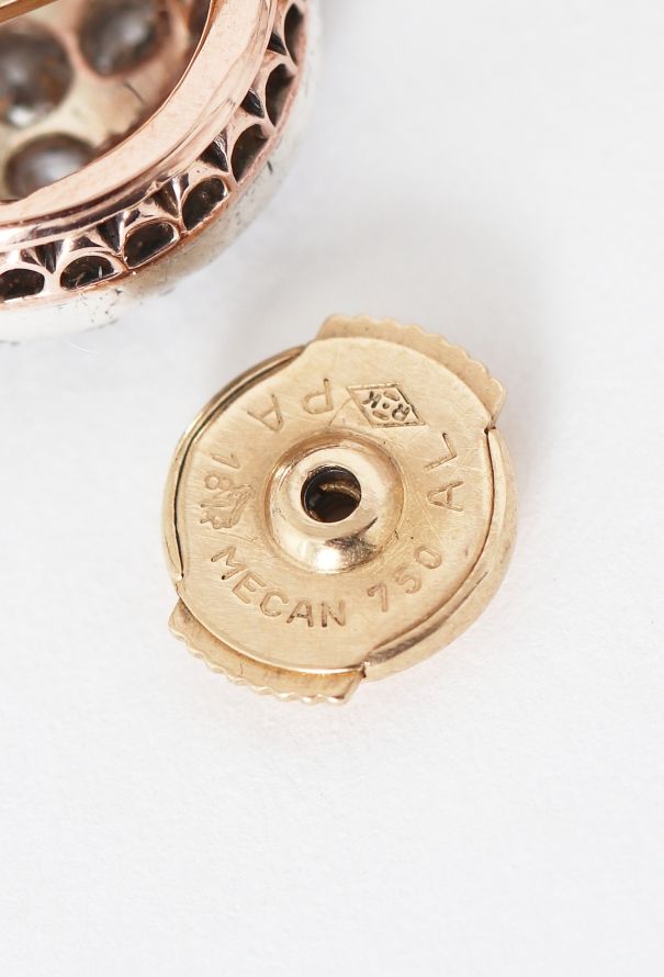 Vintage Fine Jewelry Antique 18k Gold, Silver & Diamond Star & Moon Earrings - 6