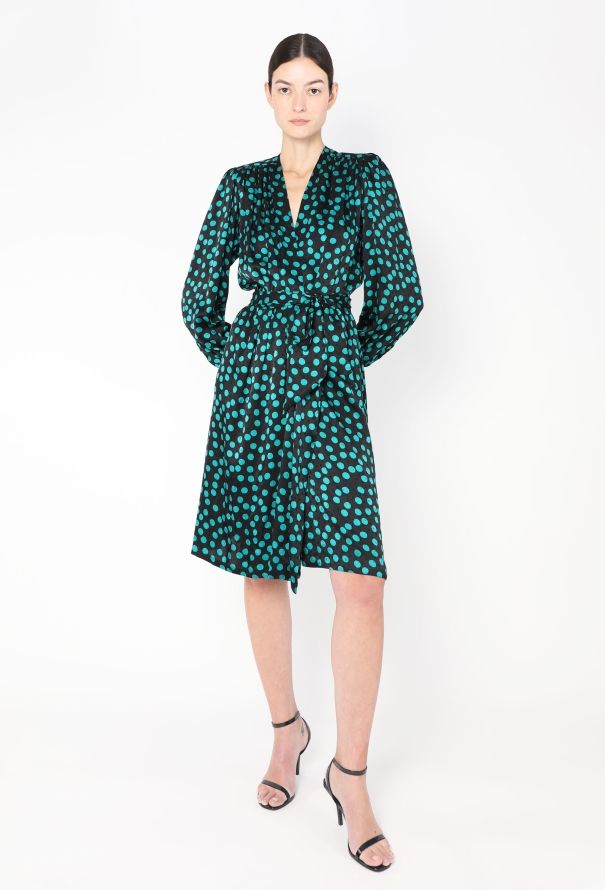 Saint Laurent Vintage Belted Silk Wrap Dress - 2