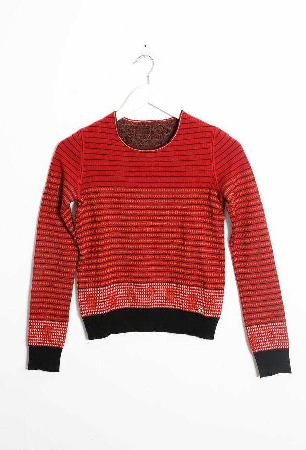 Chanel Metallic Striped 'CC' Knit Pullover - 6