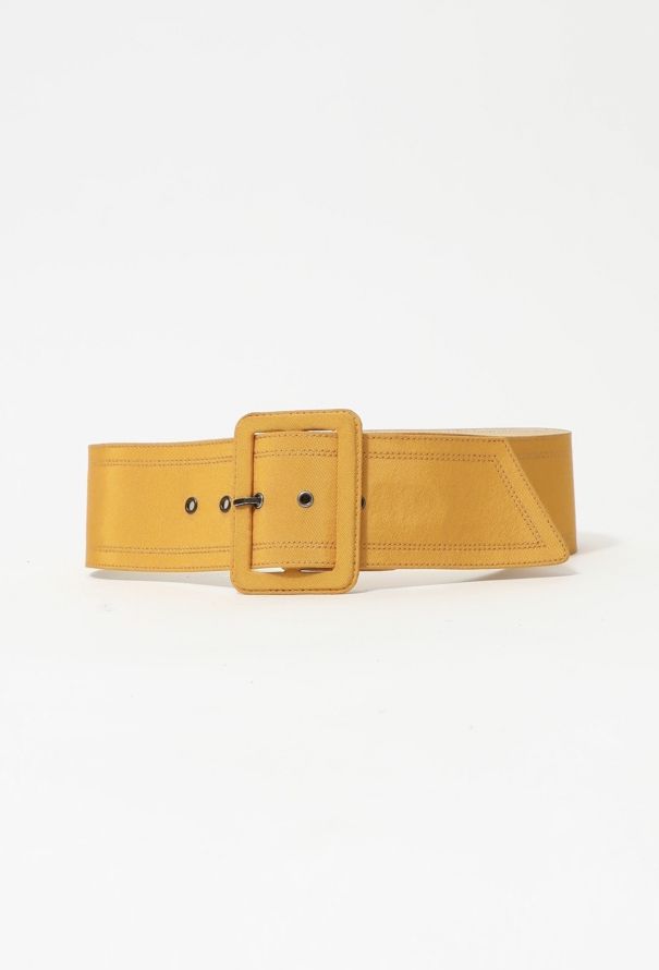 Saint Laurent S/S 1987 Yellow Twill Buckle Belt - 1