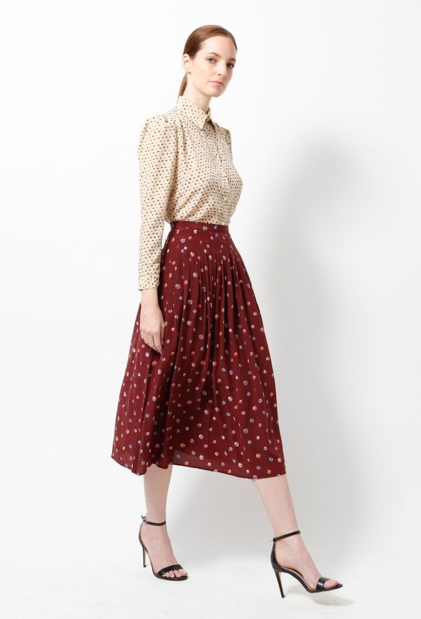 Céline Vintage Print Pleated Skirt - 4