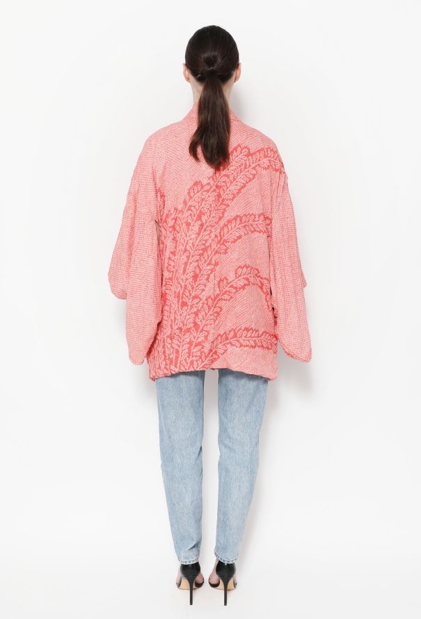 World Treasures Authentic Jacquard Leaf Kimono - 2