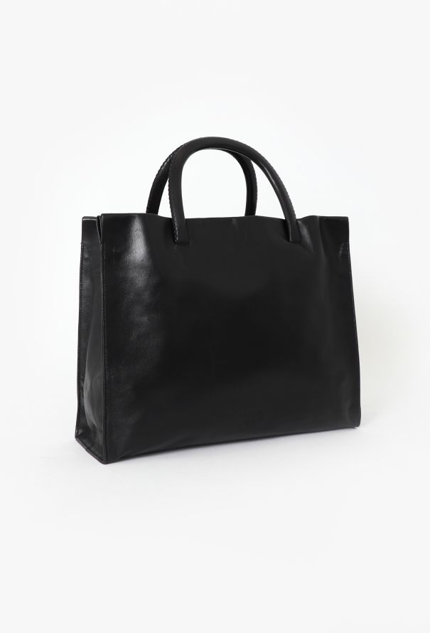 Prada Black Leather Tote Bag - 2