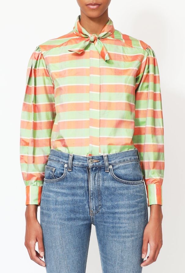 Exquisite Vintage Kenzo '70s Taffeta Lavallière Blouse - 2