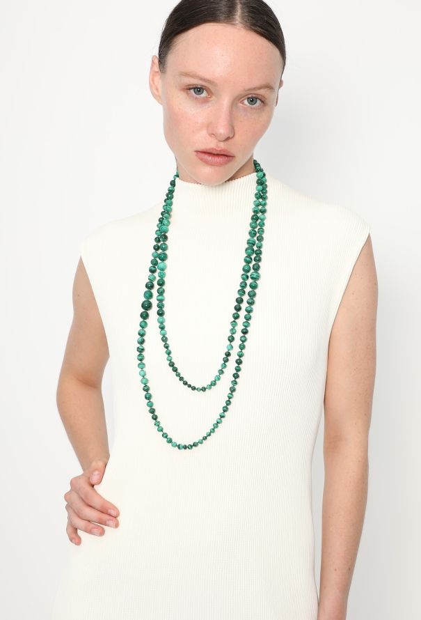 Vintage Fine Jewelry Malachite Sautoir Necklace - 2