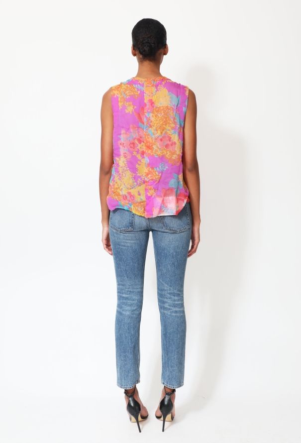 Chanel COUTURE '90s Floral Pleated Chiffon Blouse - 3