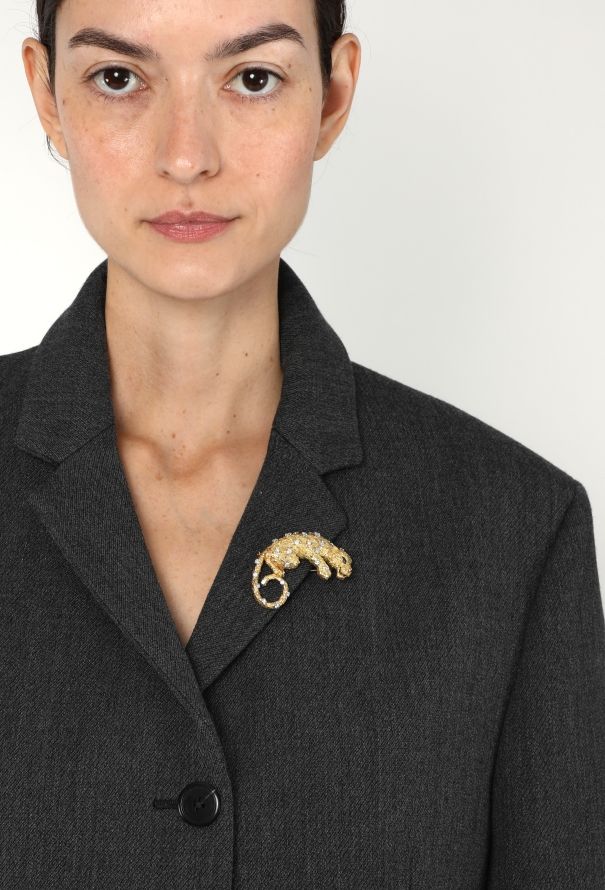 Modern Fine Jewelry 18k Yellow Gold, Diamond & Emerald Panthère  Brooch - 2