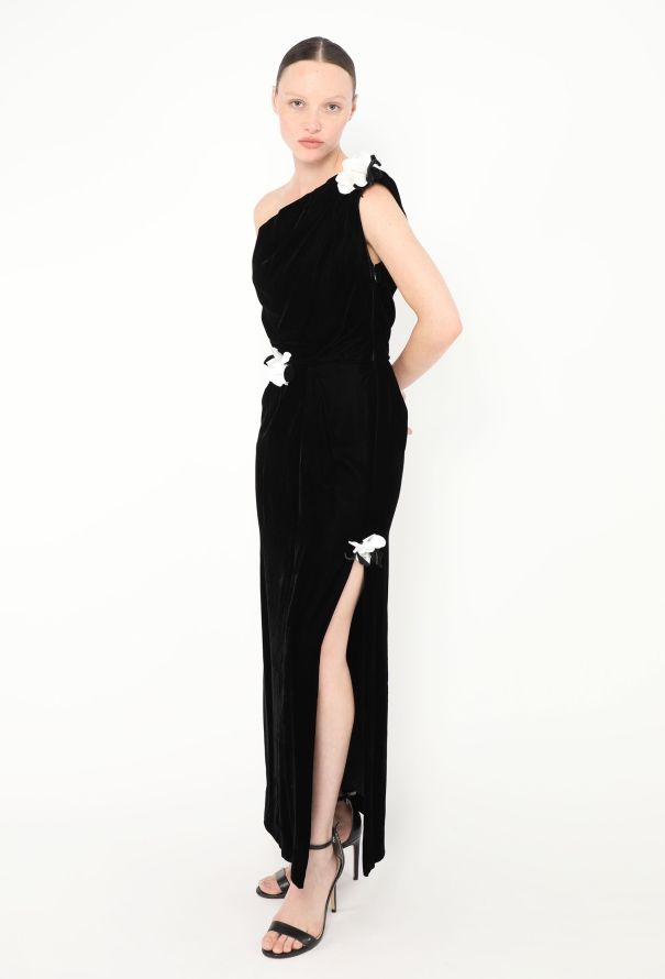 Saint Laurent 1993 Velvet One-Shoulder Gown - 2