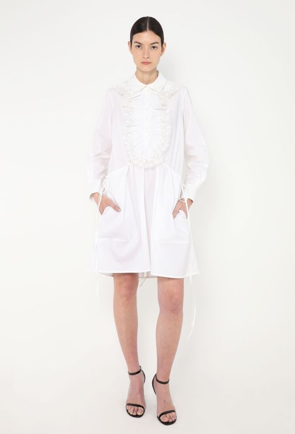 Chloé Ruffled Poplin Lace Shirt Dress - 5