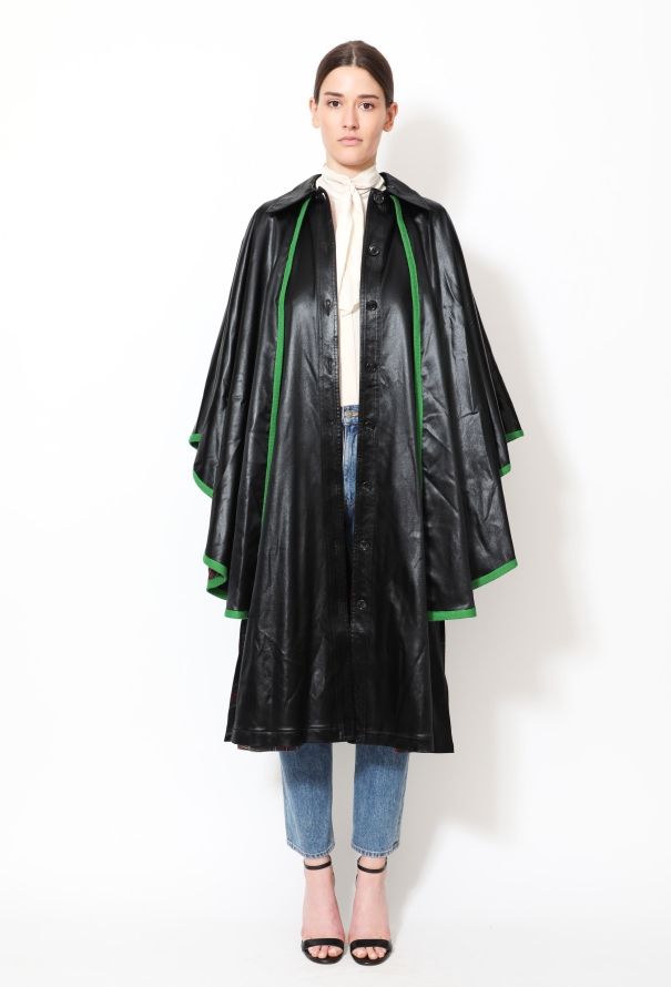 Saint Laurent RARE '70s Satin & Plaid Trench Cape - 2