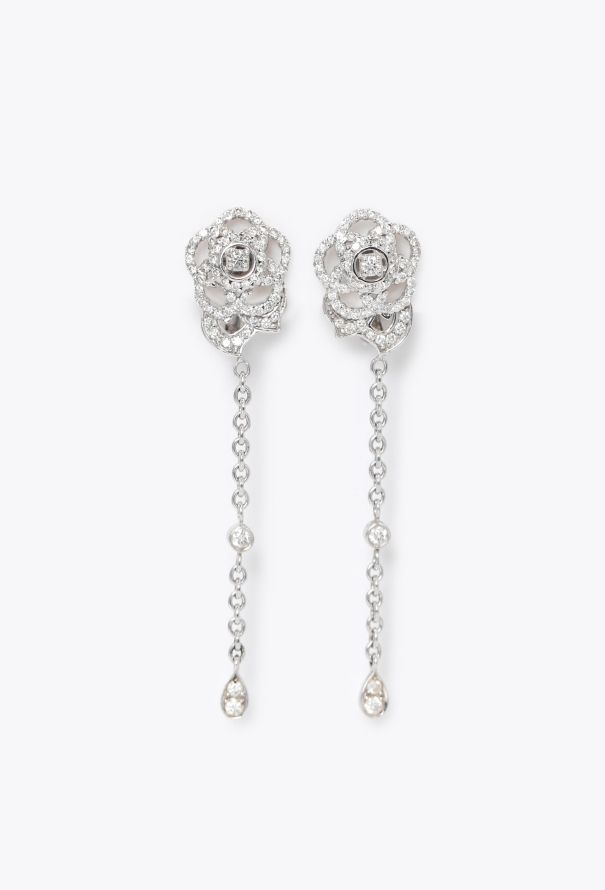 Chanel Sublime 18k White Gold & Diamond Camellia Earrings - 1