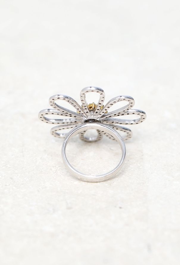 Vintage Fine Jewelry 18k Gold & Diamond Daisy Ring - 4