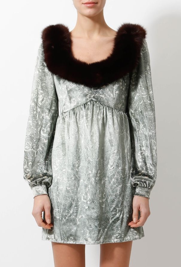 Givenchy Vintage Mink Trim Baroque Velvet Dress - 3