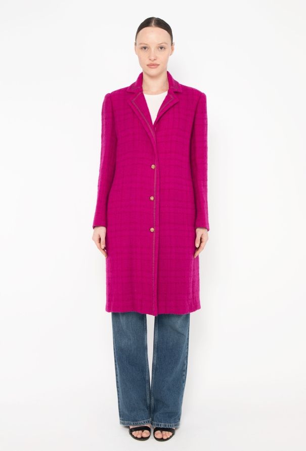 Chanel RARE '70s Fuscia Tweed Camélia Coat - 2