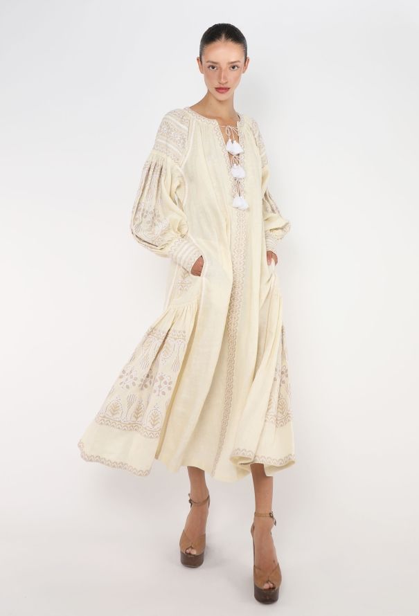 Vita Kin Embroidered Linen Kaftan Dress - 2