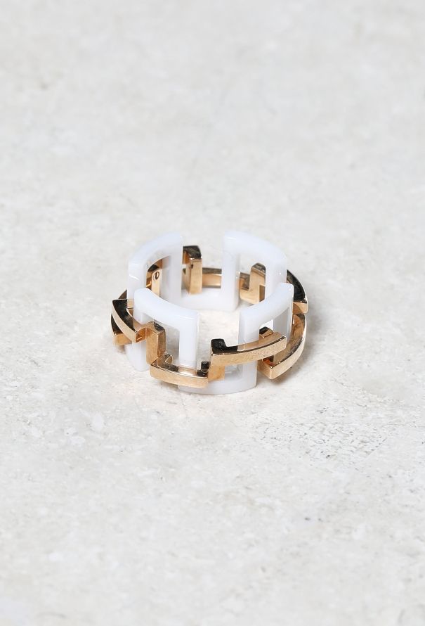 Mellerio 18k Rose Gold Ceramic Graphic Ring - 2