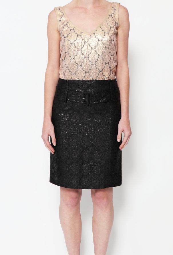 Prada S/S 2002 Brocade Belted Skirt - 3