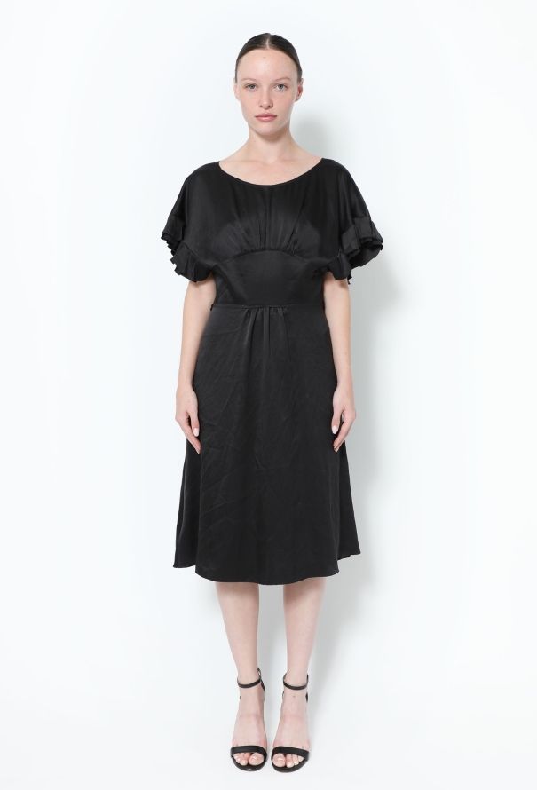 Prada Ruffled Sleeve Charmeuse Dress - 1