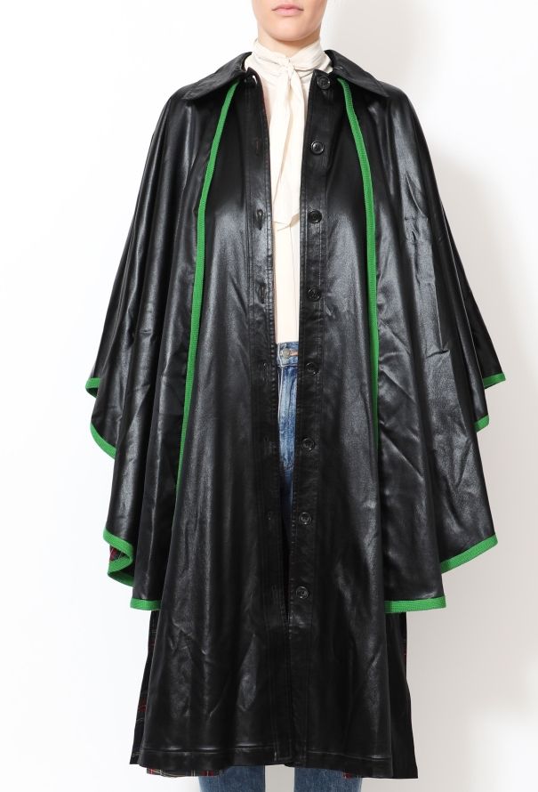 Saint Laurent RARE '70s Satin & Plaid Trench Cape - 4
