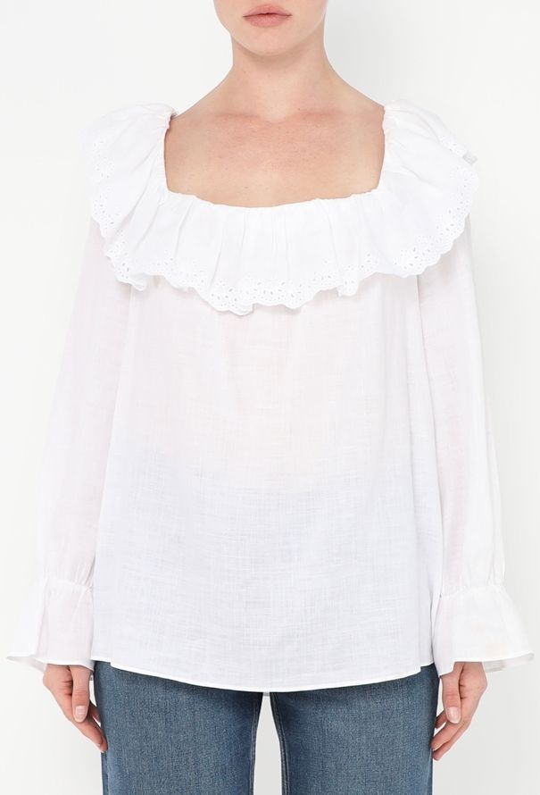 Céline S/S 2020 Ruffled Linen Blouse - 1