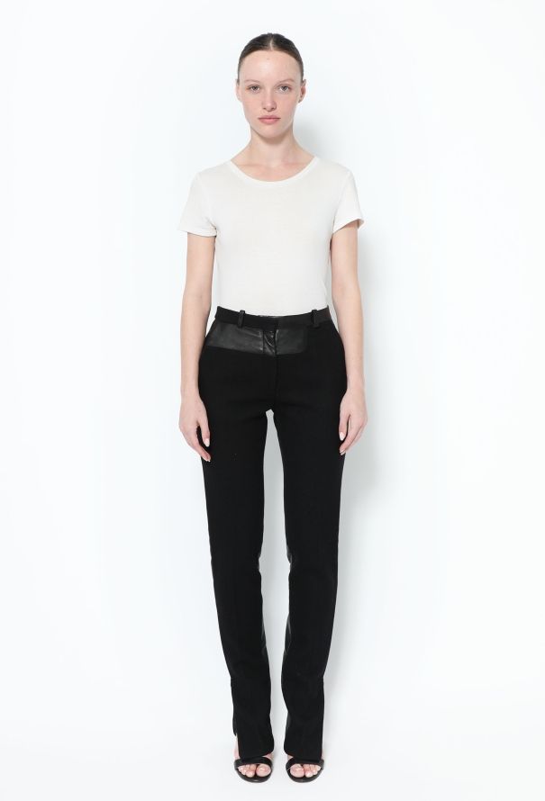 Céline F/W 2011 Wool Leather Trim Trousers - 1