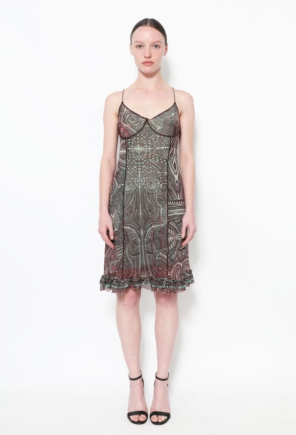 Jean Paul Gaultier 1996 Tattoo Mesh Slip Dress - 1