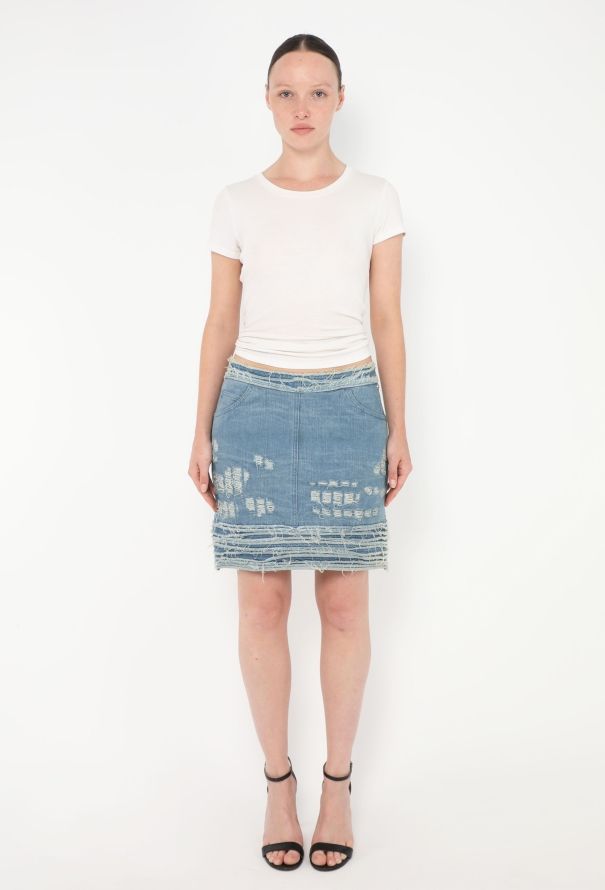 Chanel F/W 2008 Distressed Denim Skirt - 1