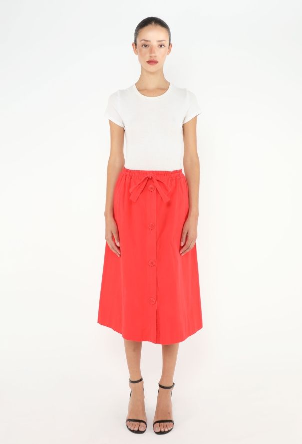 Céline Vintage Belted Poplin Skirt - 2