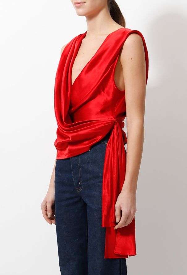 Saint Laurent Vintage V Draped Silk Top - 4