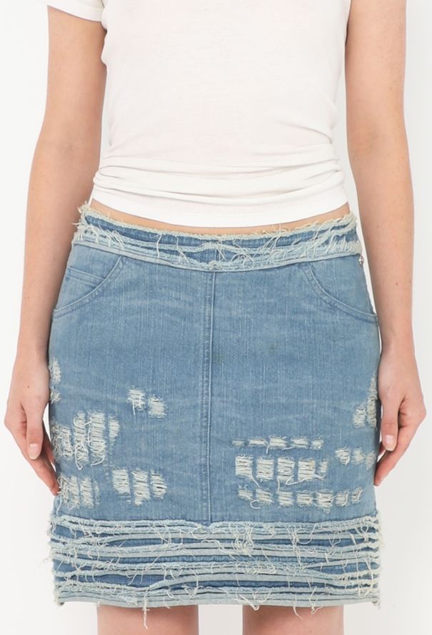 Chanel F/W 2008 Distressed Denim Skirt - 3