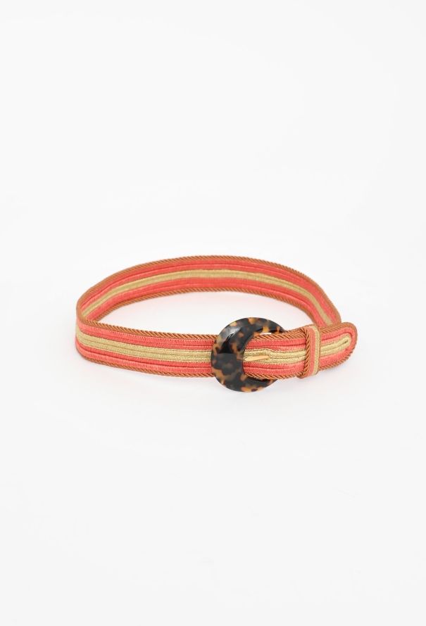 Saint Laurent Vintage Woven Silk Tortoiseshell Belt - 2