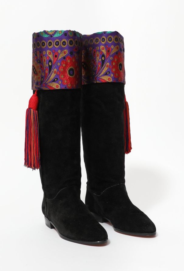 Saint Laurent RARE '70s Couture Embroidered Tassel Boot - 2