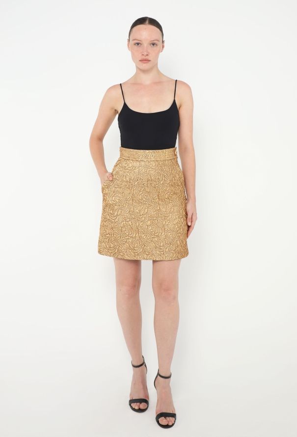 Saint Laurent 1992 Floral Brocade Skirt - 3