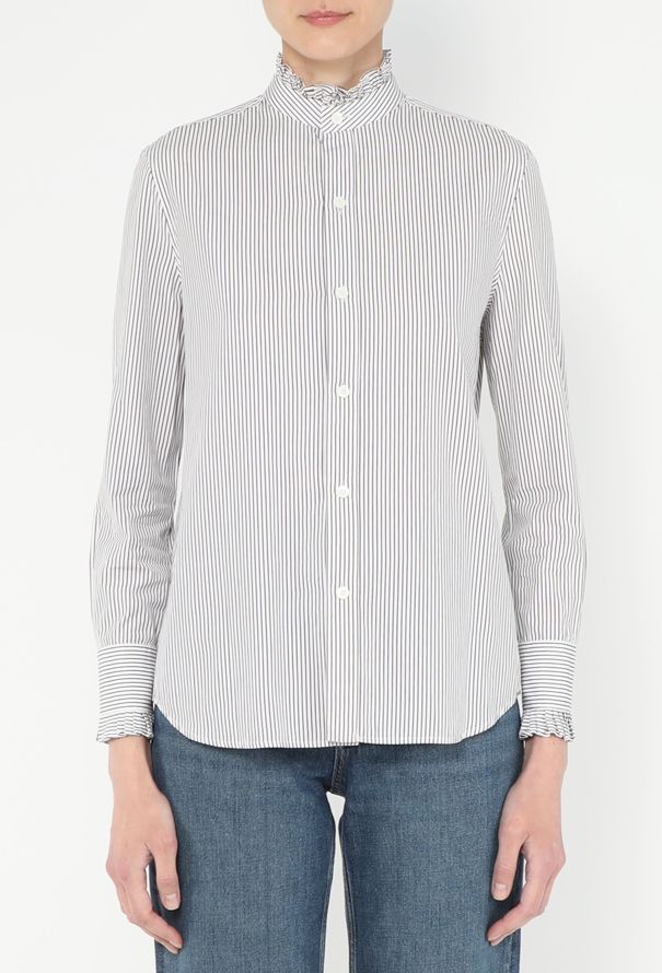 Céline 2019 Ruffled Pinstripe Shirt - 1