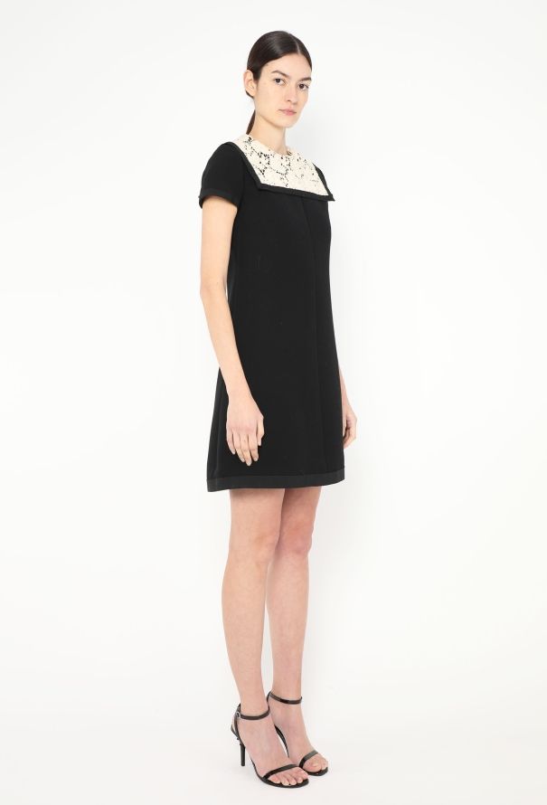 Saint Laurent Haute Couture 1966 Guipure Trim Wool Dress - 3