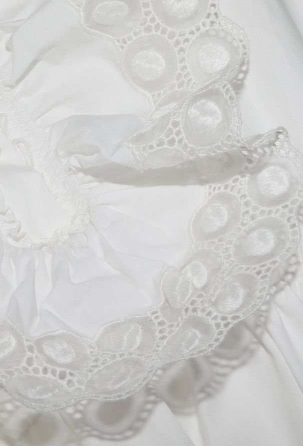 Chloé Ruffled Poplin Lace Shirt Dress - 8