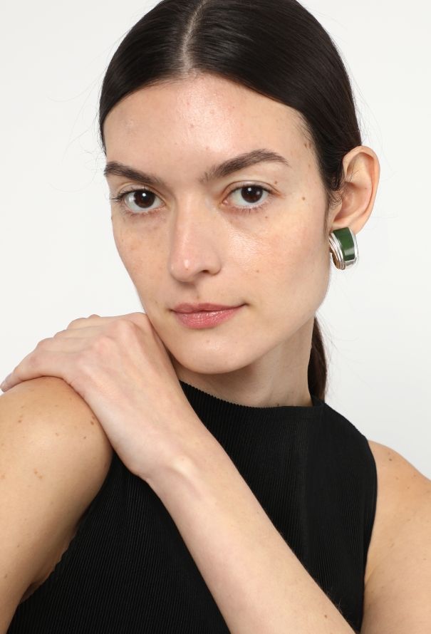 Vintage Fine Jewelry Puiforcat 18k Yellow Gold, Silver & Jade Clip Earrings - 2