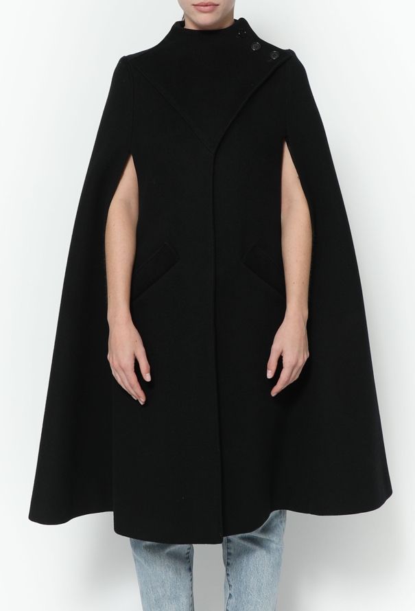 Flared Wool Button Cape - 2