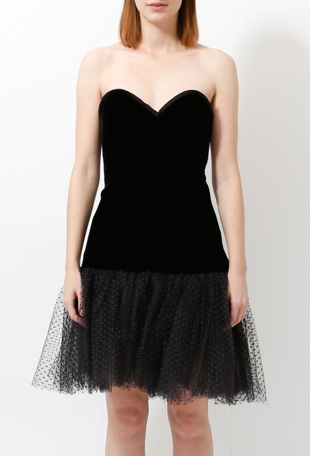 Saint Laurent 1988 Velvet Bustier Dress - 2