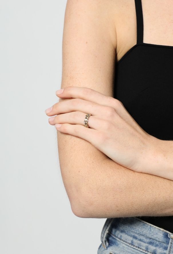 Vintage Fine Jewelry 18k Gold & Diamond Chain Ring - 3